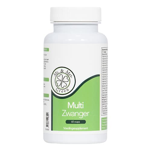 Multi Zwanger van Mr. and Mrs. Green – multivitamine met foliumzuur, B-vitamines en ijzer ter ondersteuning van zwangerschap en borstvoeding